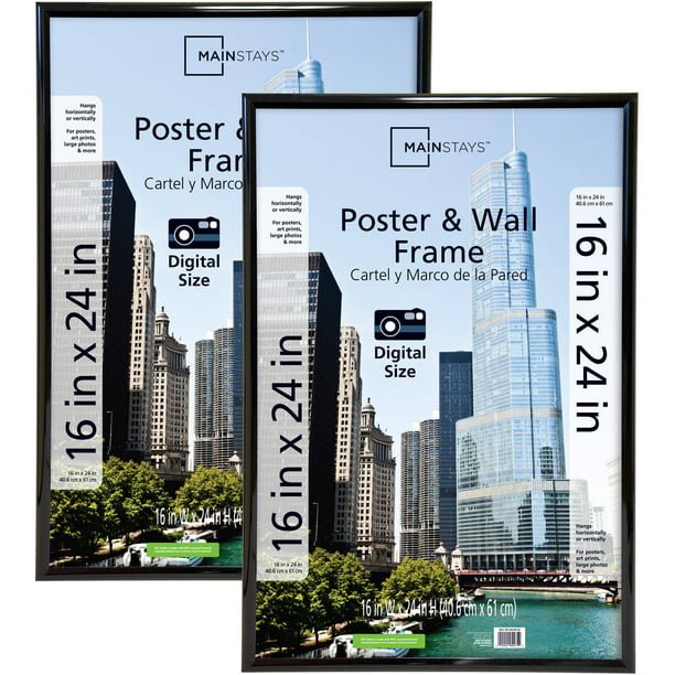 Details about   Mainstays 16x24 Trendsetter Poster and Picture Frame Black Set of 2